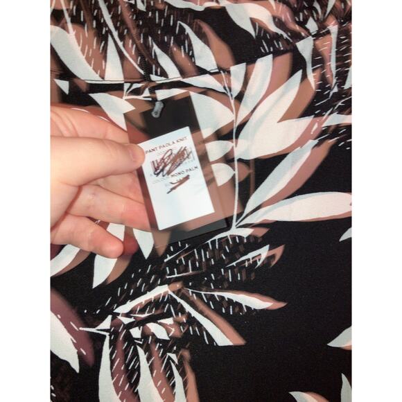 NWT Arna York tropical palm tree leaves black and white beachy pants size 14/16 - Picture 4 of 8